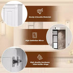 MAYEERTY 35 Armario de baño con botiquín con 5 estantes cerrados y ajustables Armario de almacenamiento de pared para baño con puertas de cristal blanco