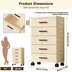 Armario de almacenamiento multifuncional de 5 niveles en crema - Organizador móvil para dormitorio y sala de estar con cajones para juguetes, libros, ropa y aperitivos