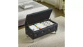 Storage Ottoman Bench, with Tufted Seating and Metal Legs, Storage Bench for Bedroom in Leather, Ottoman Bench for Living Room,Bedrooom, Black