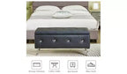 Banco otomana de almacenamiento, con asiento capitoné y patas de metal, banco de almacenamiento para dormitorio en cuero, banco otomana para sala de estar, dormitorio, negro