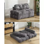 Sofá Cama Plegable 3 en 1, Sillón Cama Convertible con Almohada, Sillón Plegable Portátil, Cómodo Sofá de Suelo con Respaldo para Sala de Estar, Beige