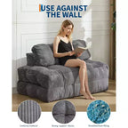 Sofá Cama Plegable 3 en 1, Sillón Cama Convertible con Almohada, Sillón Plegable Portátil, Cómodo Sofá de Suelo con Respaldo para Sala de Estar, Beige