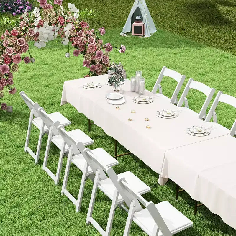 Costway Juego de 16 sillas de comedor con patas de madera de caucho y asiento acolchado para eventos en casa u oficina, blancas