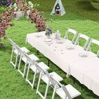 Costway Juego de 16 sillas de comedor con patas de madera de caucho y asiento acolchado para eventos en casa u oficina, blancas