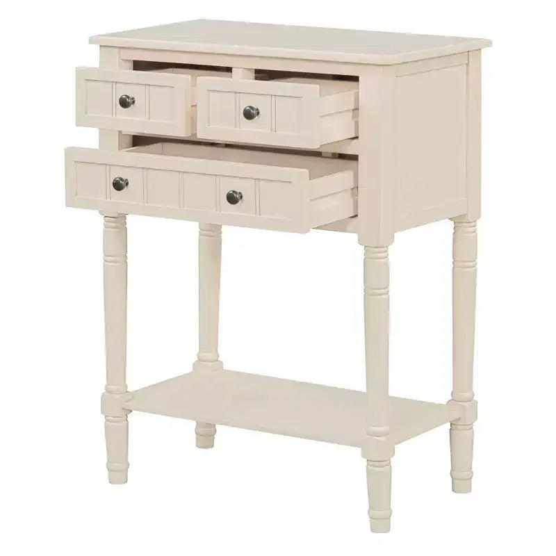Mesa consola retro pequeña con cajones y estante inferior, mesa de entrada de madera estilo rústico con almacenamiento, mesa auxiliar delgada de madera para la entrada