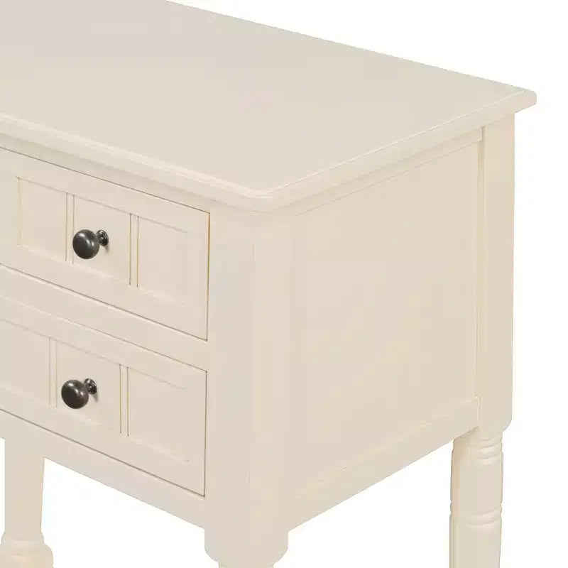 Mesa consola retro pequeña con cajones y estante inferior, mesa de entrada de madera estilo rústico con almacenamiento, mesa auxiliar delgada de madera para la entrada