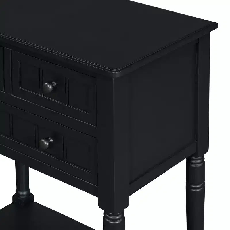 Mesa consola retro pequeña con cajones y estante inferior, mesa de entrada de madera estilo rústico con almacenamiento, mesa auxiliar delgada de madera para la entrada