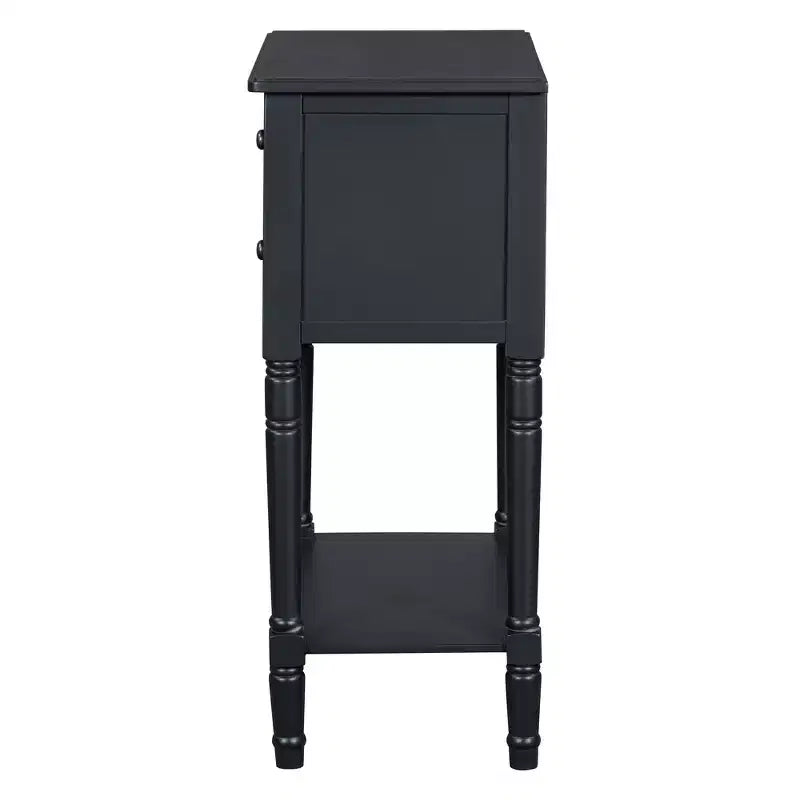 Mesa consola retro pequeña con cajones y estante inferior, mesa de entrada de madera estilo rústico con almacenamiento, mesa auxiliar delgada de madera para la entrada