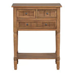 Mesa consola retro pequeña con cajones y estante inferior, mesa de entrada de madera estilo rústico con almacenamiento, mesa auxiliar delgada de madera para la entrada