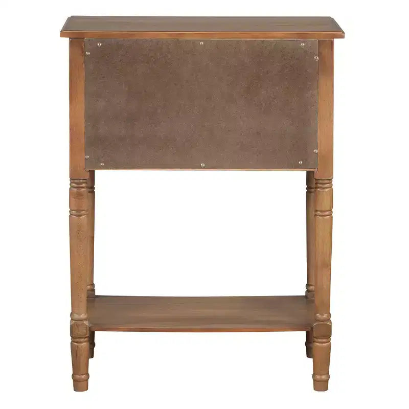 Mesa consola retro pequeña con cajones y estante inferior, mesa de entrada de madera estilo rústico con almacenamiento, mesa auxiliar delgada de madera para la entrada