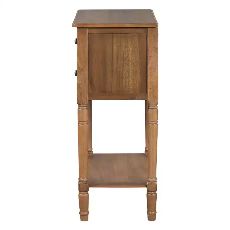 Mesa consola retro pequeña con cajones y estante inferior, mesa de entrada de madera estilo rústico con almacenamiento, mesa auxiliar delgada de madera para la entrada