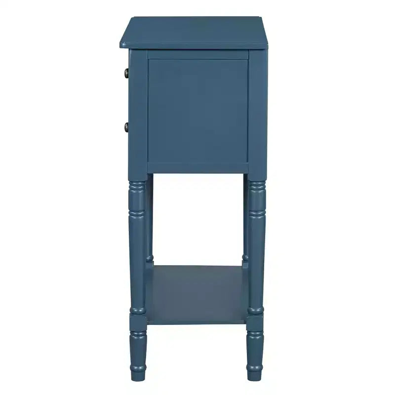 Mesa consola retro pequeña con cajones y estante inferior, mesa de entrada de madera estilo rústico con almacenamiento, mesa auxiliar delgada de madera para la entrada