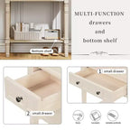 Mesa consola retro pequeña con cajones y estante inferior, mesa de entrada de madera estilo rústico con almacenamiento, mesa auxiliar delgada de madera para la entrada