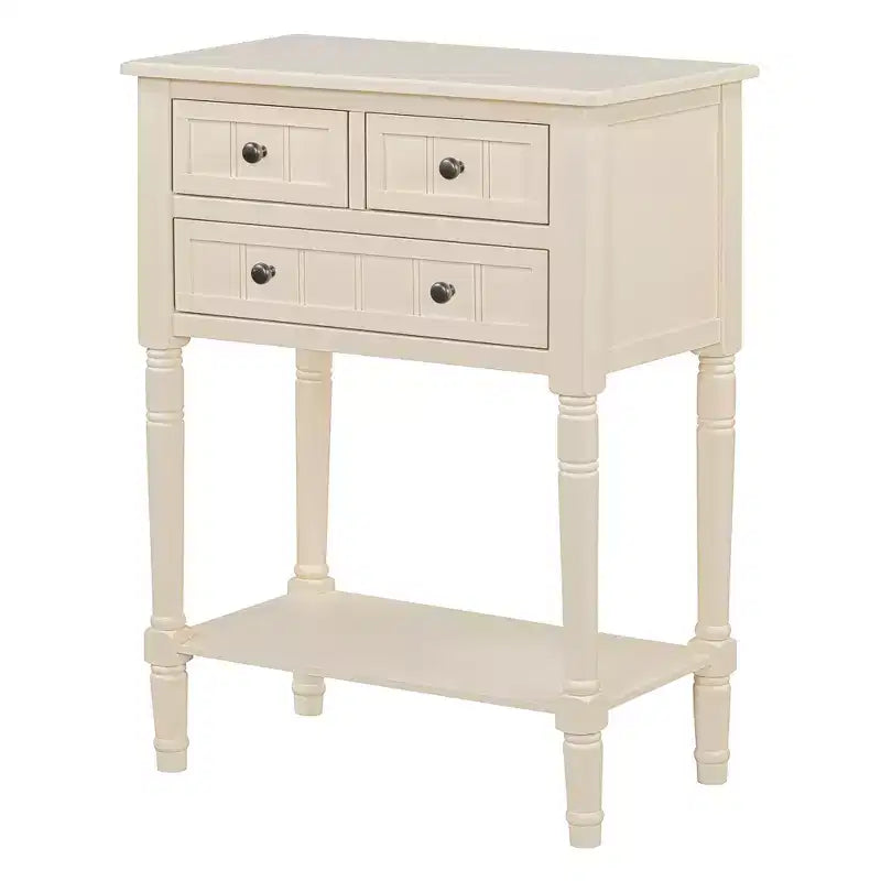 Mesa consola retro pequeña con cajones y estante inferior, mesa de entrada de madera estilo rústico con almacenamiento, mesa auxiliar delgada de madera para la entrada