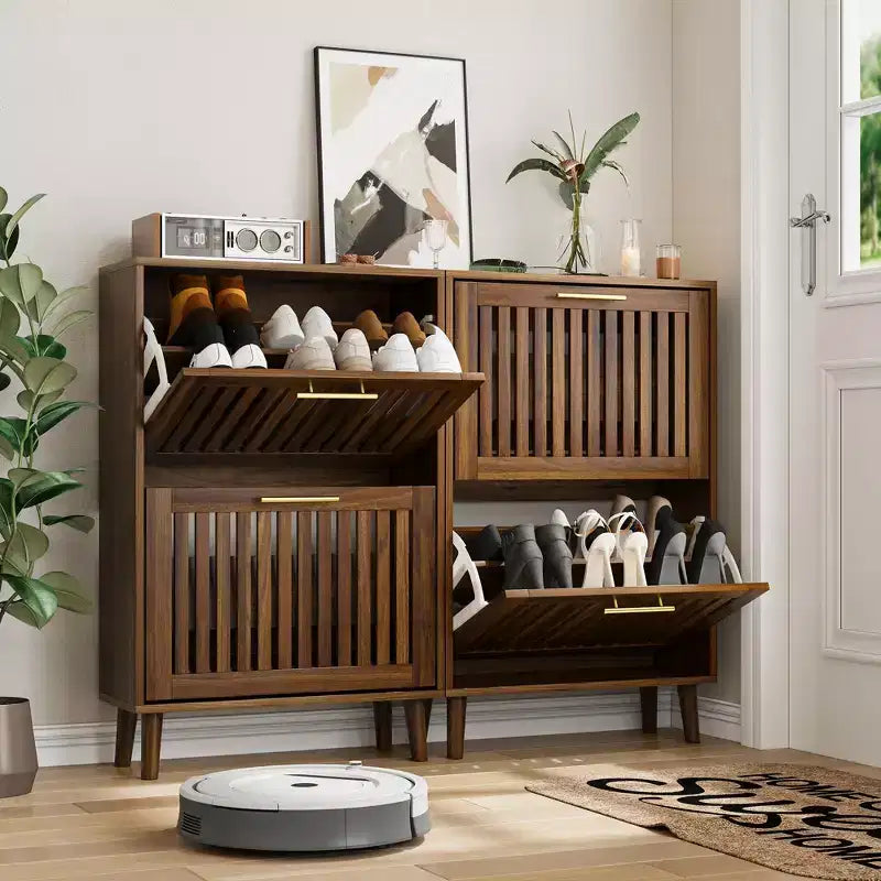GDFStudio Alaric Mueble Zapatero Moderno de Madera con 2 Cajones Abatibles