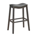 Costway Juego de 2 Taburetes de Bar con Asiento de Montura, Sillas de Cocina Altas para Barra con Patas de Madera de Caucho
