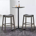 Costway Juego de 2 Taburetes de Bar con Asiento de Montura, Sillas de Cocina Altas para Barra con Patas de Madera de Caucho