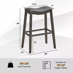 Costway Juego de 2 Taburetes de Bar con Asiento de Montura, Sillas de Cocina Altas para Barra con Patas de Madera de Caucho