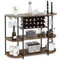 Costway Rack Table Coffee Bar Cabinet Freestanding Liquor Stand Glass Holder