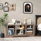 Costway Mueble para TV de 58 pulgadas, centro de entretenimiento con 3 estantes ajustables para televisores de 65 pulgadas, gris