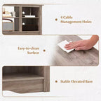 Costway Mueble para TV de 58 pulgadas, centro de entretenimiento con 3 estantes ajustables para televisores de 65 pulgadas, gris