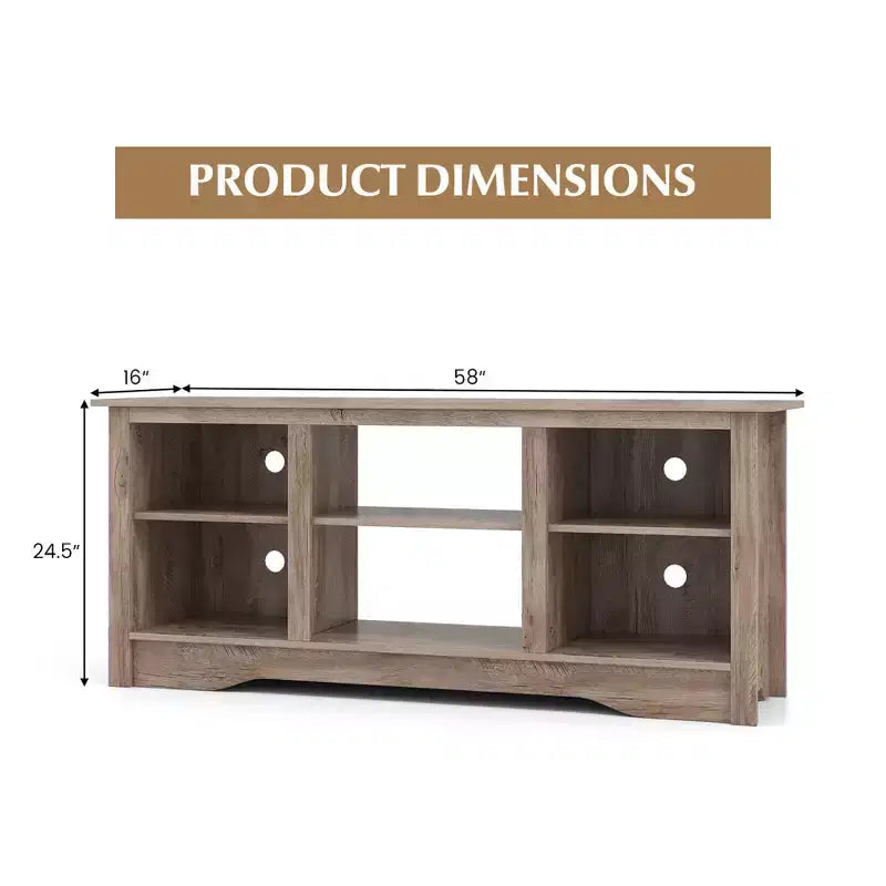 Costway Mueble para TV de 58 pulgadas, centro de entretenimiento con 3 estantes ajustables para televisores de 65 pulgadas, gris