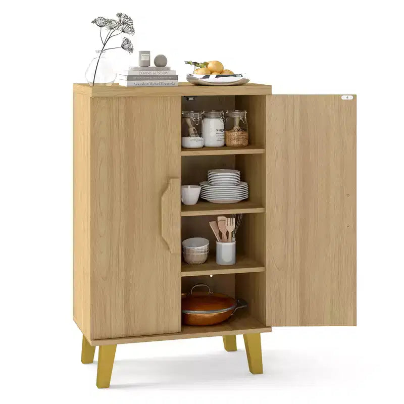 Mueble aparador Costway con puertas dobles y 3 estantes desmontables