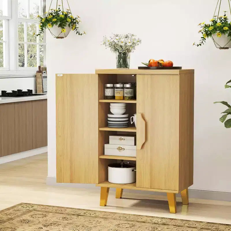Mueble aparador Costway con puertas dobles y 3 estantes desmontables