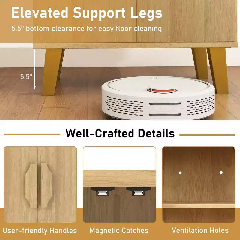 Mueble aparador Costway con puertas dobles y 3 estantes desmontables