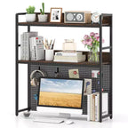 Costway 2-Tier Countertop Desktop Bookshelf w/ Metal Pegboard 2 Anti-tipping Devices