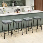 Costway Juego de 4 taburetes de bar de metal de 75 cm con asiento de ratán y reposapiés para jardín
