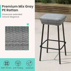 Costway Juego de 4 taburetes de bar de metal de 75 cm con asiento de ratán y reposapiés para jardín