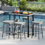Costway Juego de 4 taburetes de bar de metal de 75 cm con asiento de ratán y reposapiés para jardín