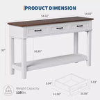 Mesa de Entrada, Mesa Consola con 3 Cajones de Almacenamiento, Mesa de Sofá de Madera de 3 Niveles Estilo Rústico, Mesas de Pasillo para Entrada, Sala de Estar
