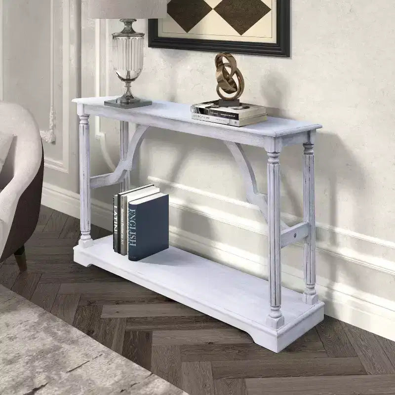 Mesa consola de madera Galano con estante inferior 45.9 An x 11.8 Prof x 29.9 Al