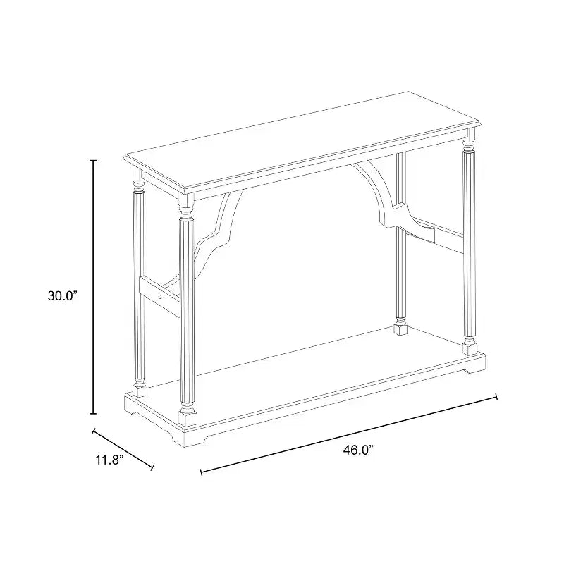 Mesa consola de madera Galano con estante inferior 45.9 An x 11.8 Prof x 29.9 Al