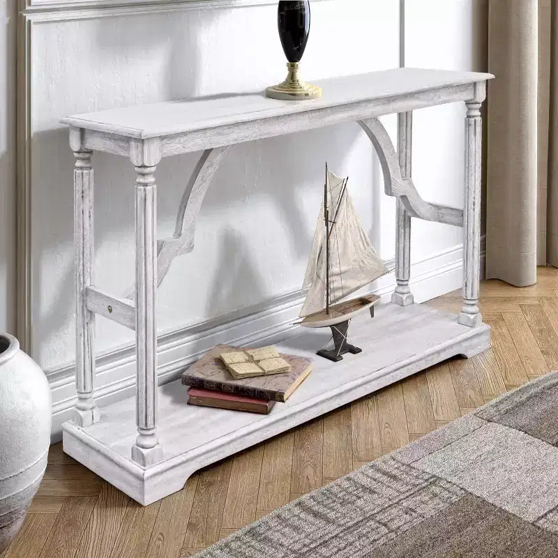 Mesa consola de madera Galano con estante inferior 45.9 An x 11.8 Prof x 29.9 Al