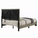 Cama Queen Royal Hampton, Cabecera de Panel con LED, Madera Gris Desgastada, Estilo Moderno