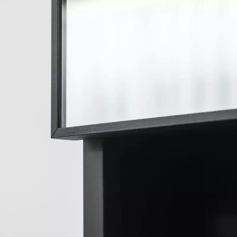 Botiquín con espejo de pared, armario de espejo de baño con puertas dobles y estantes de almacenamiento