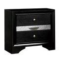 Royal Hampton Nightstand with Silver Trim Accent and 1 Jewelry Drawer, Black
