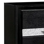 Mesita de noche Royal Hampton con detalles plateados y 1 cajón para joyas, negra