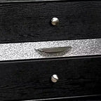 Mesita de noche Royal Hampton con detalles plateados y 1 cajón para joyas, negra