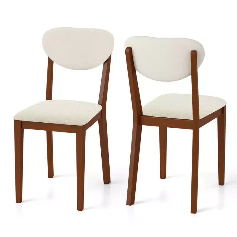 Juego de 4 sillas de comedor Costway de imitación de borreguillo con patas de madera de caucho, asiento y respaldo acolchados