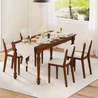 Juego de 4 sillas de comedor Costway de imitación de borreguillo con patas de madera de caucho, asiento y respaldo acolchados