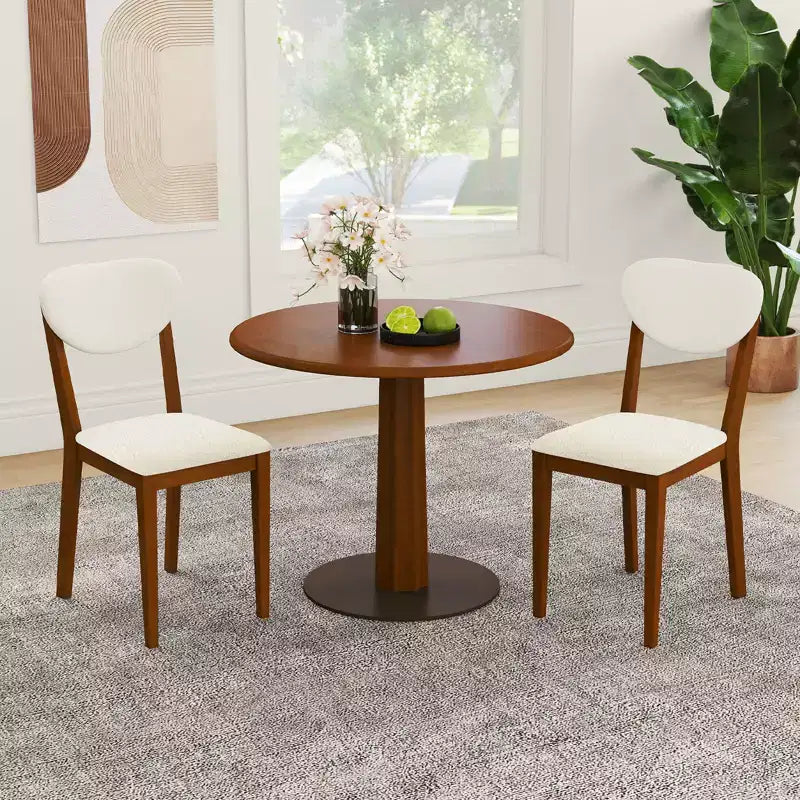 Juego de 4 sillas de comedor Costway de imitación de borreguillo con patas de madera de caucho, asiento y respaldo acolchados