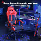 RSPGAME Silla de oficina ergonómica básica para videojuegos para adultos, sillas de oficina de cuero de PU con soporte lumbar vibratorio y reposapiés retráctil, sillas de computadora para el hogar