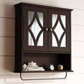 Wall Mounted Bathroom Cabinet Over Toilet with Towel Rack and Adjustable Shelf Large Brown Storage Cabinet 22x25 Inch