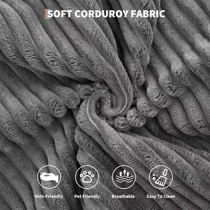 Sofá Cama Convertible 4 en 1, Tejido de Pana con Almohadas, No Requiere Montaje, Marco Robusto para Sala de Estar en Espacios Pequeños