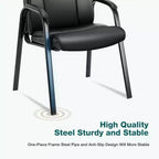 TUYOHW Silla de Recepción sin Ruedas, Silla de Visita Clásica de Cuero PU con Patas Metálicas, Silla de Oficina Resistente con Capacidad de 250LB