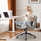TUYOHW Silla giratoria de cuero sintético con ruedas y diseño de cruces, silla de oficina con altura regulable y soporte lumbar, silla de juegos sin reposabrazos para oficina